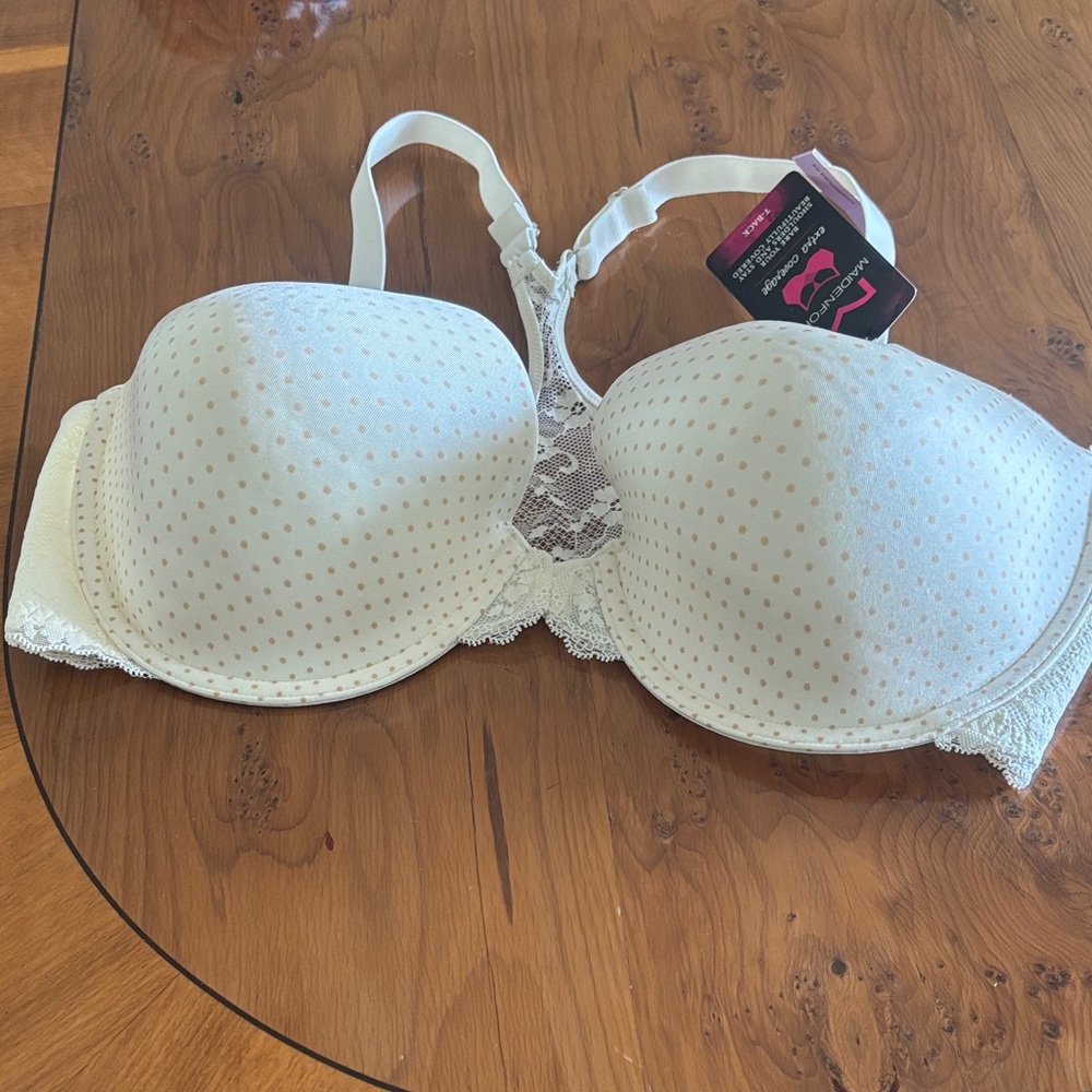 Maidenform Women's Cream Lace Polka-Dot T-Shirt Bra Size 40 D NWT